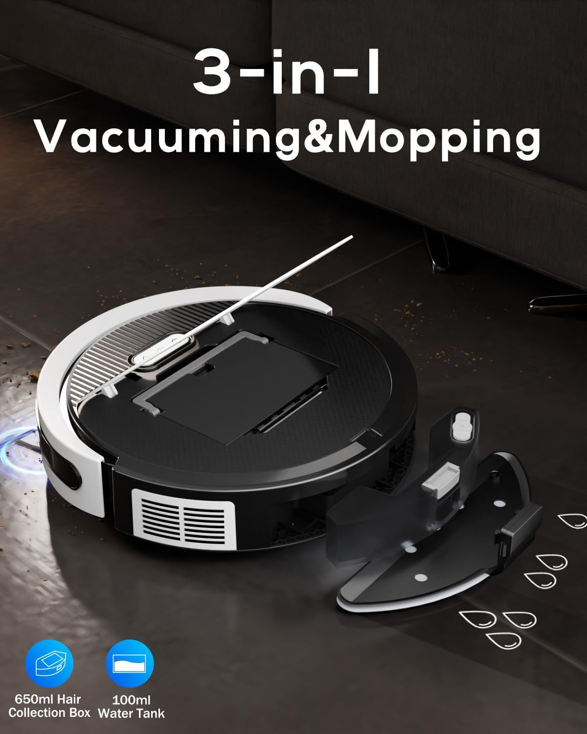 3-in-1 Robot Vacuum and Mop Combo with 5000Pa Powerful Suction
