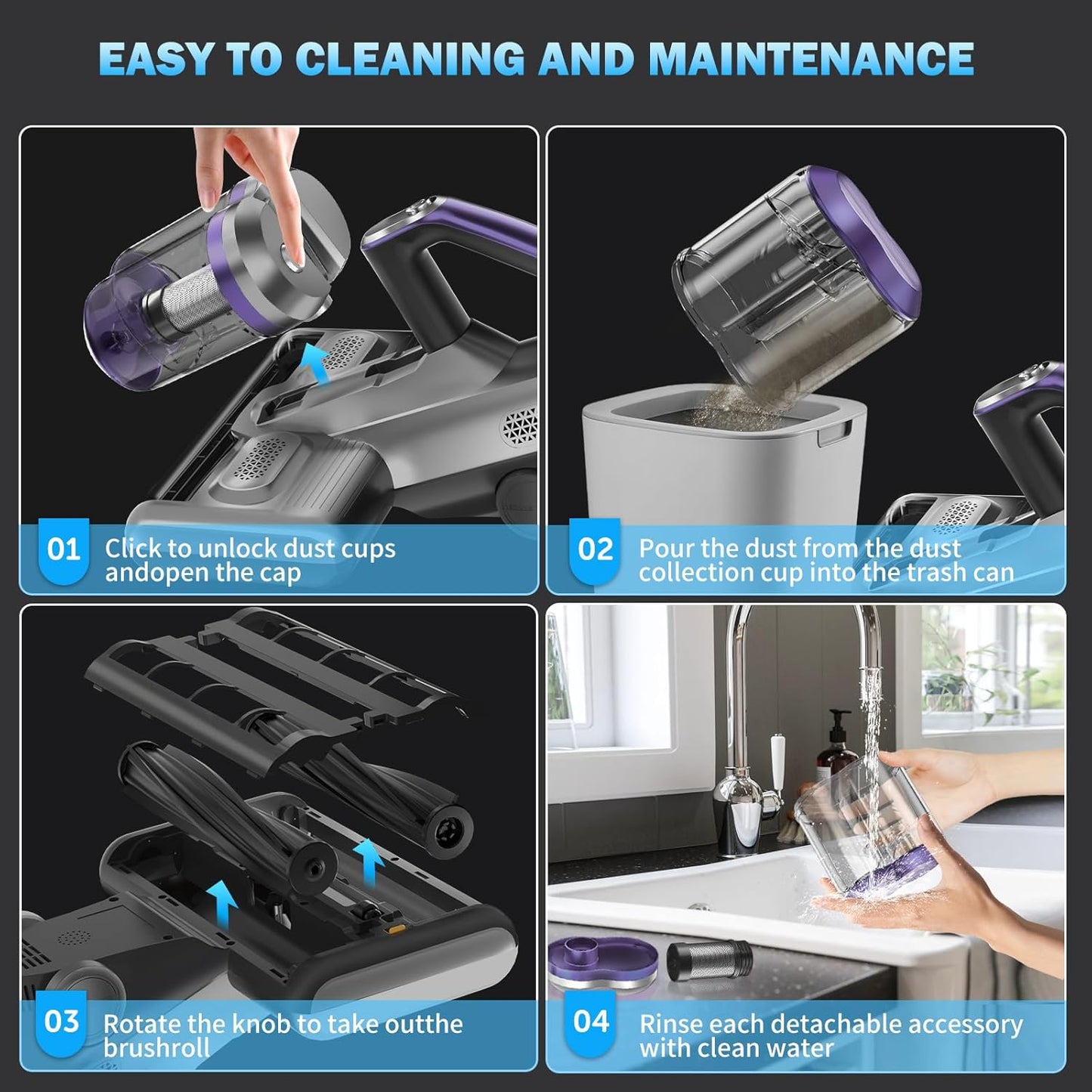 500W High-Efficiency UV Bed Vacuum Cleaner with 16KPa Suction