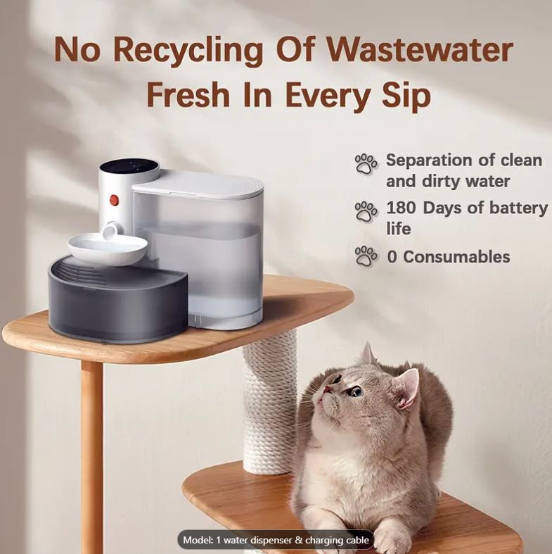 Automatic Pet Water Feeder with 3L Tank and Spill-Proof Design, USB Rechargeable Battery