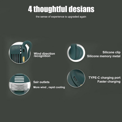 Bladeless Mini Clip Fan – USB Rechargeable Quiet Cooling