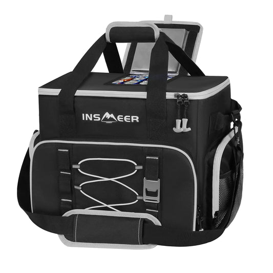55-Can Large Soft Cooler Bag, Leakproof, Portable Ice Chest in Black
