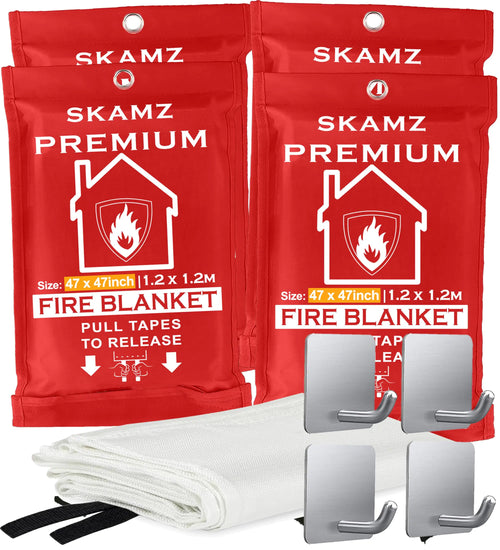4-Pack Premium Emergency Fire Blanket - XLarge 47.2" x 47.2"