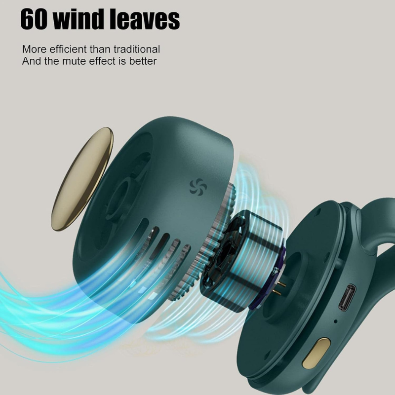 Bladeless Mini Clip Fan – USB Rechargeable Quiet Cooling