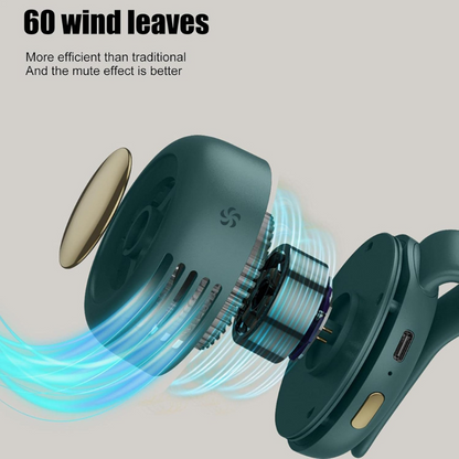 Bladeless Mini Clip Fan – USB Rechargeable Quiet Cooling