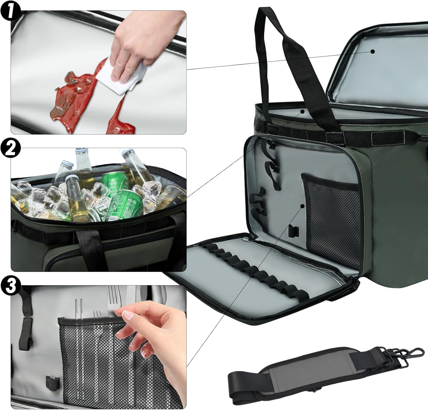 36-Can Soft Cooler Bag – Portable, Leakproof in Green
