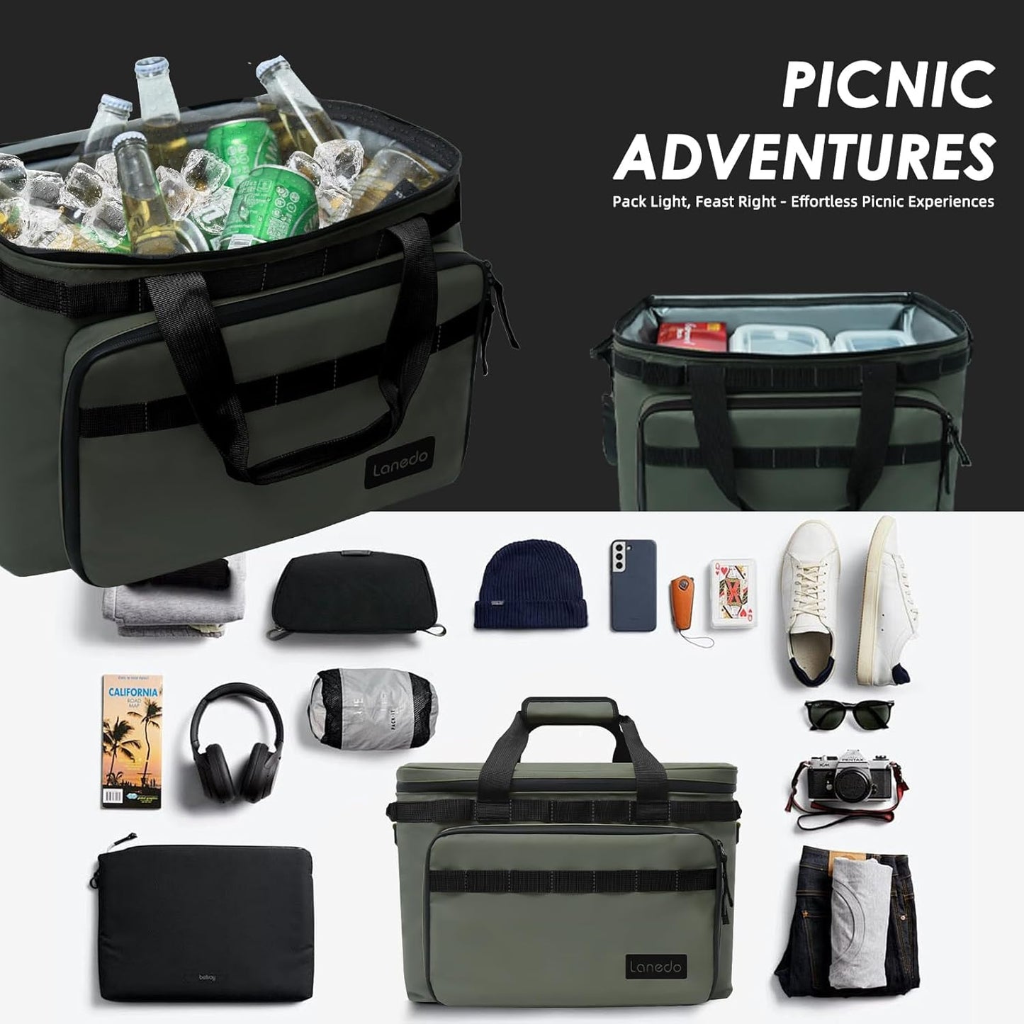 36-Can Soft Cooler Bag – Portable, Leakproof in Green