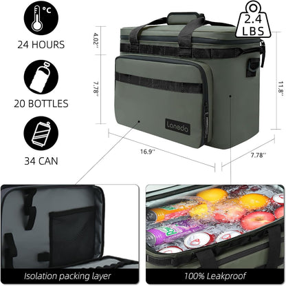 36-Can Soft Cooler Bag – Portable, Leakproof in Green