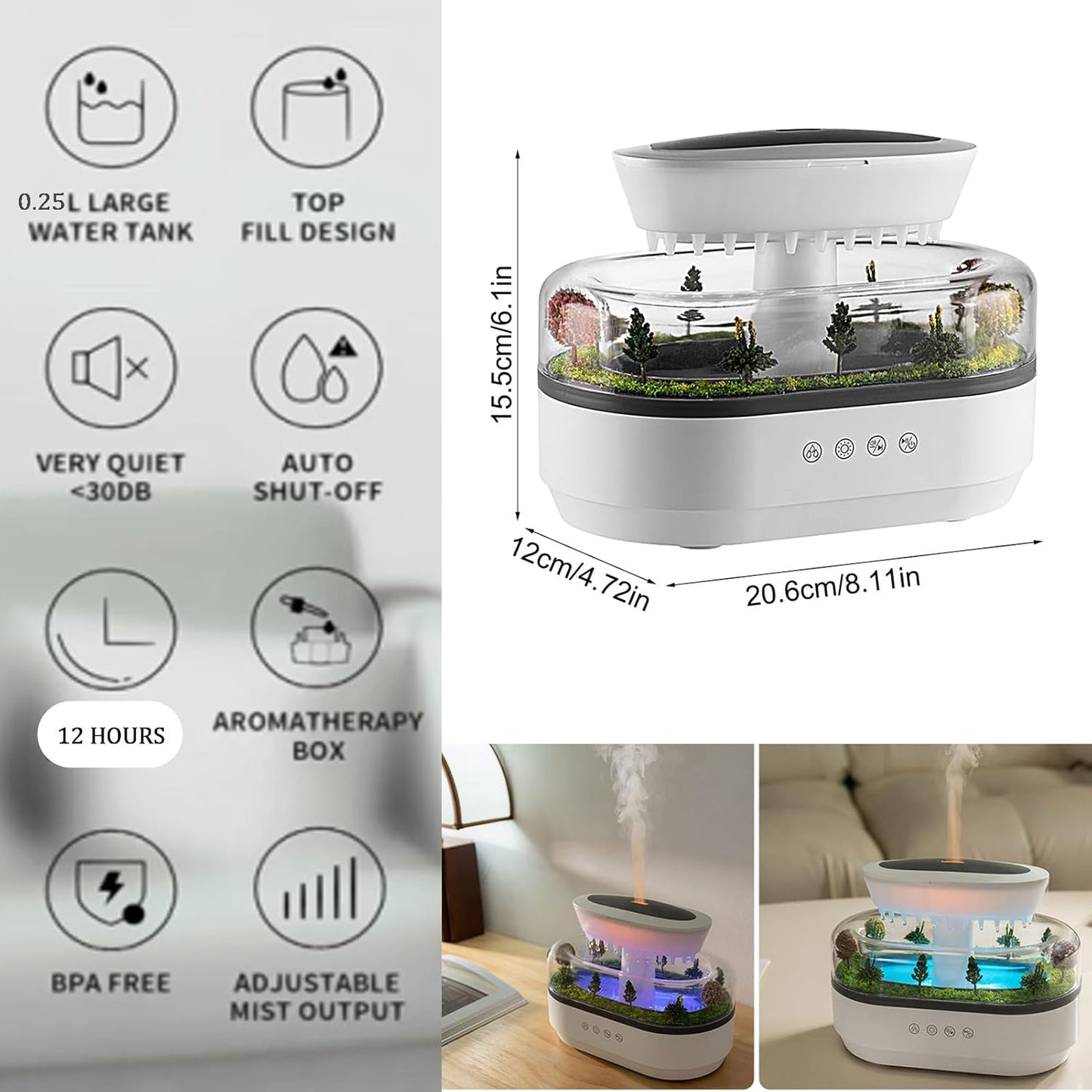 ZenScape - Ultrasonic Landscape Aroma Diffuser with Raindrop Mist