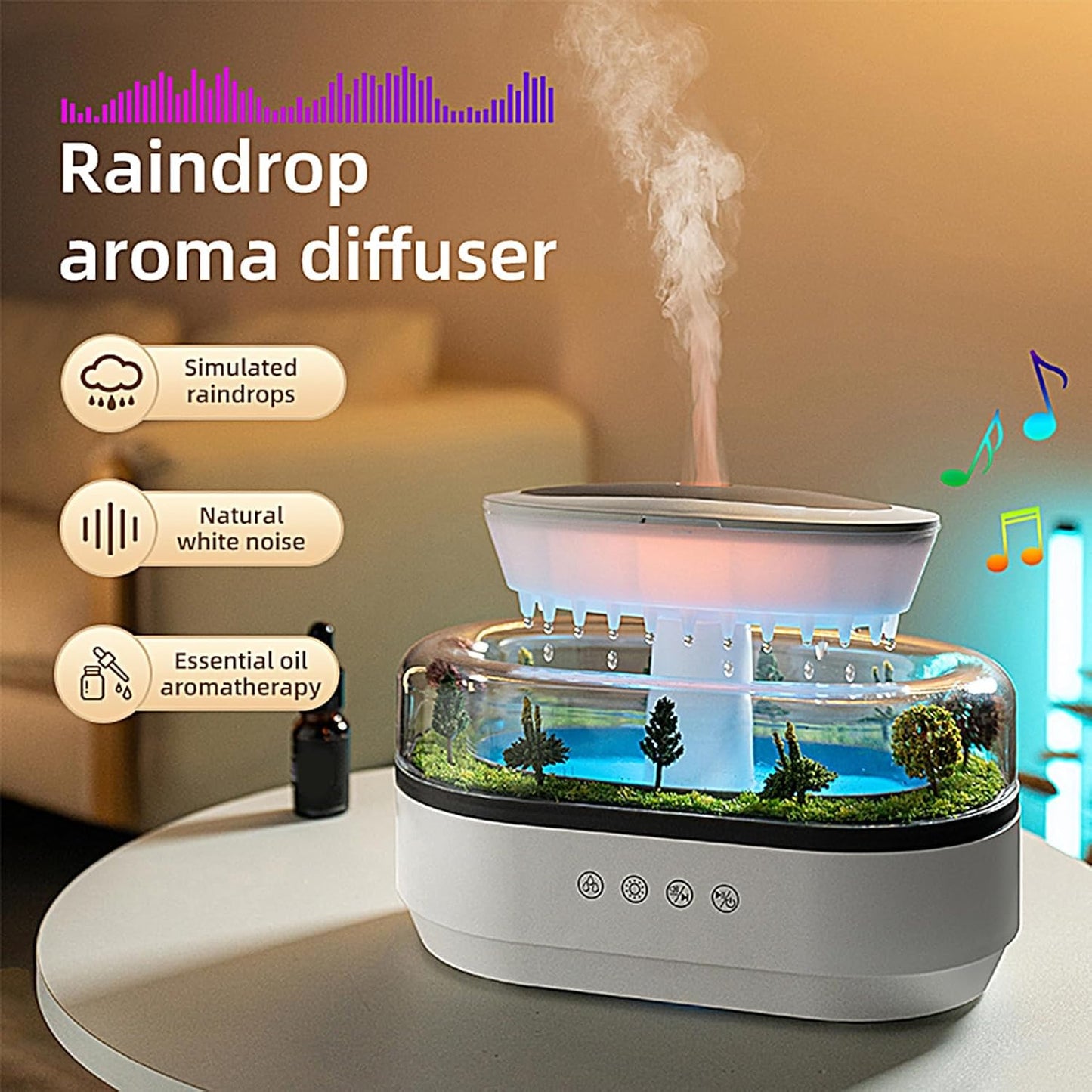 ZenScape - Ultrasonic Landscape Aroma Diffuser with Raindrop Mist