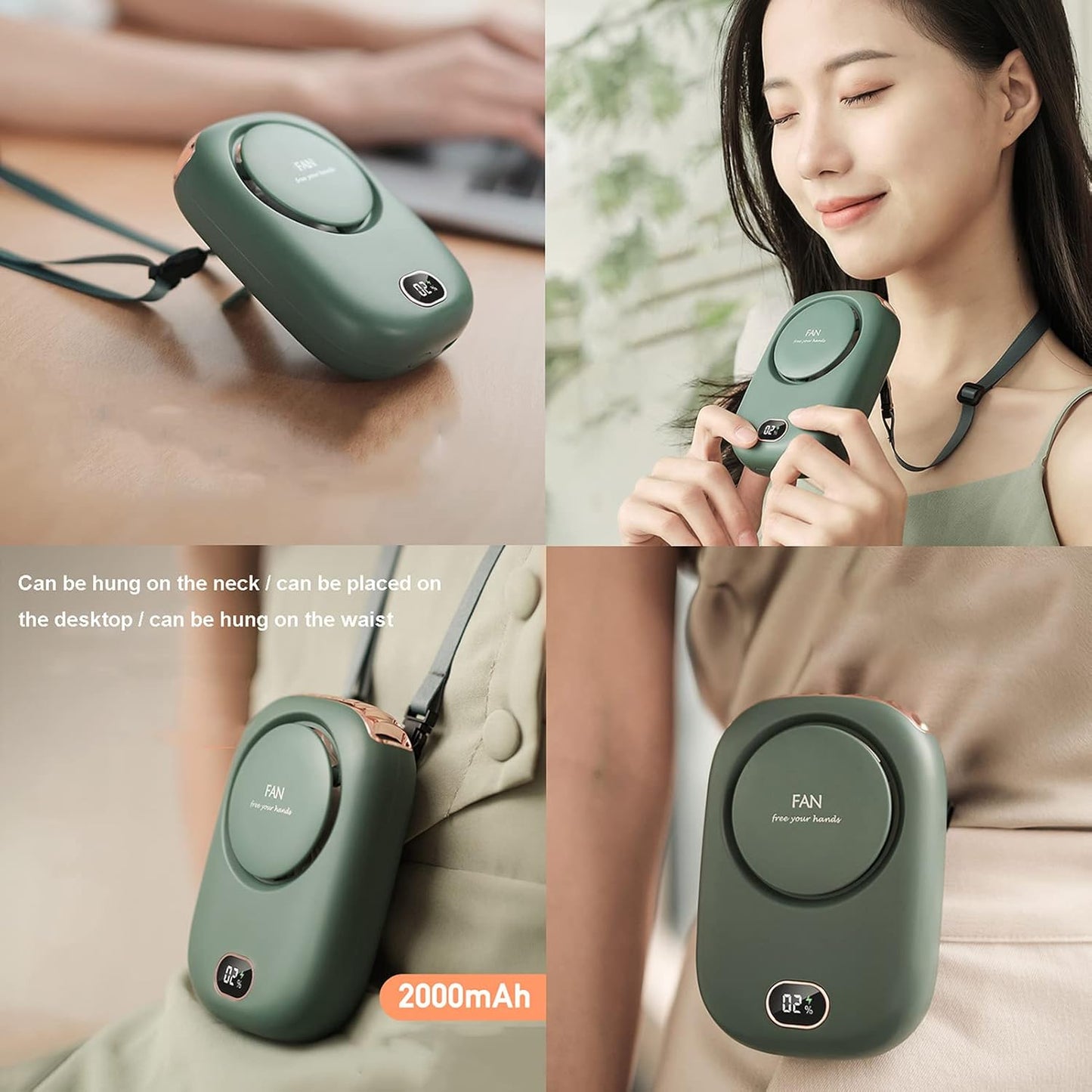 Portable USB Rechargeable Neck Fan – Hands-Free Cooling