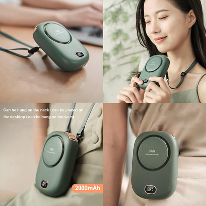 Portable USB Rechargeable Neck Fan – Hands-Free Cooling