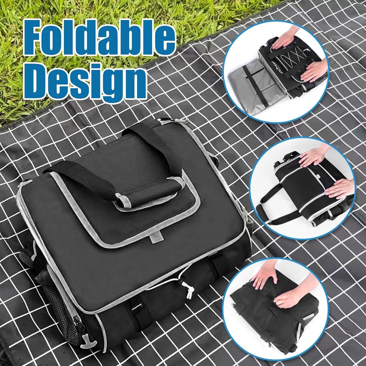 55-Can Large Soft Cooler Bag, Leakproof, Portable Ice Chest in Black