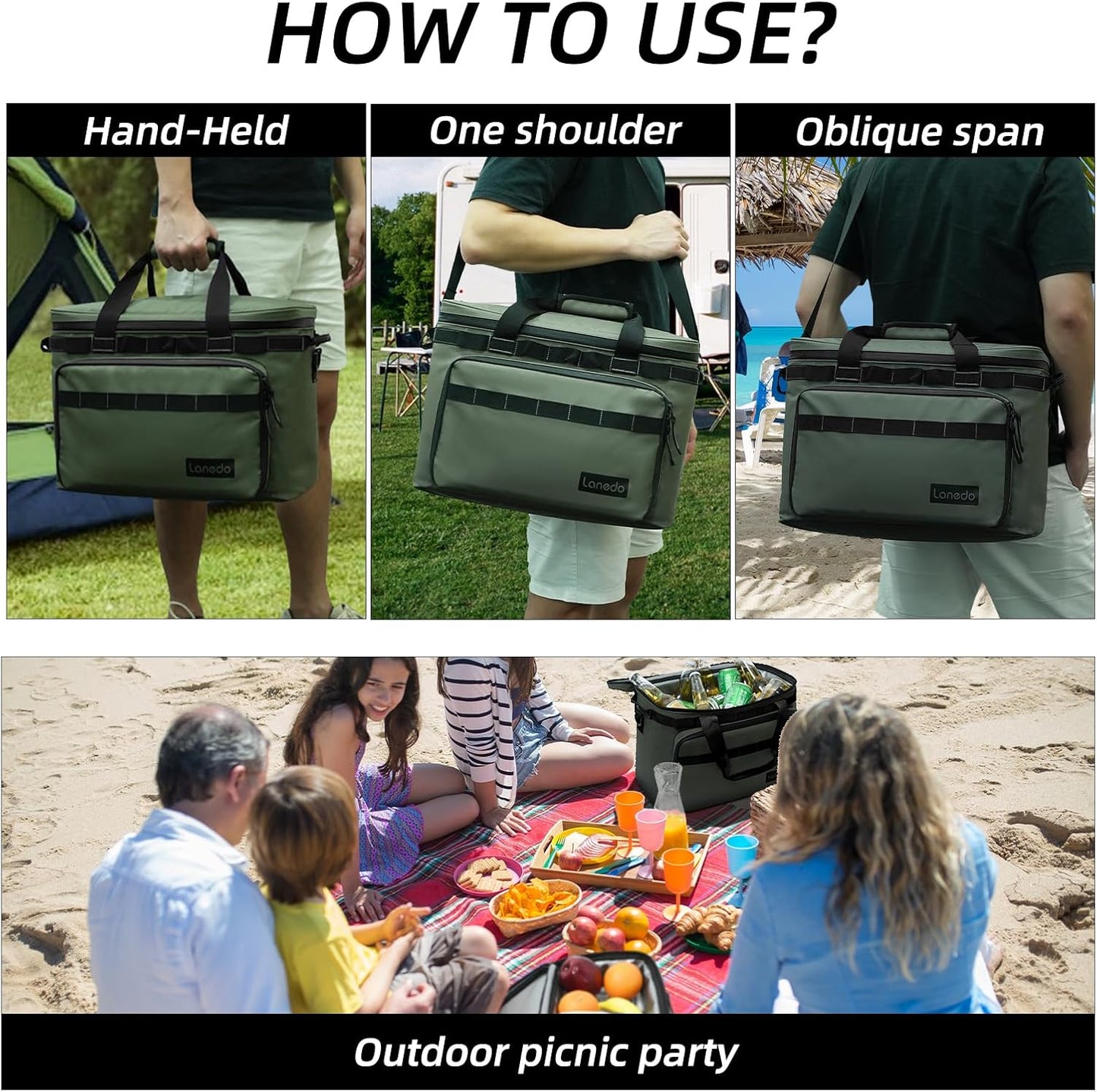 36-Can Soft Cooler Bag – Portable, Leakproof in Green