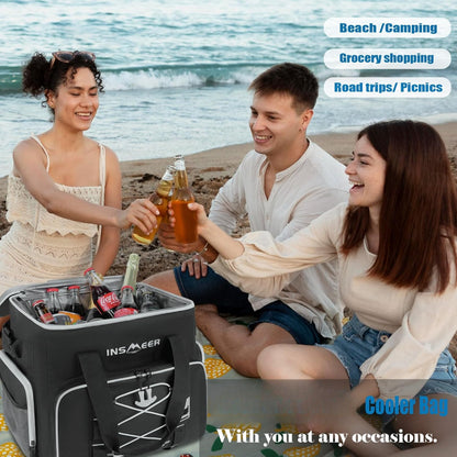 55-Can Large Soft Cooler Bag, Leakproof, Portable Ice Chest in Black