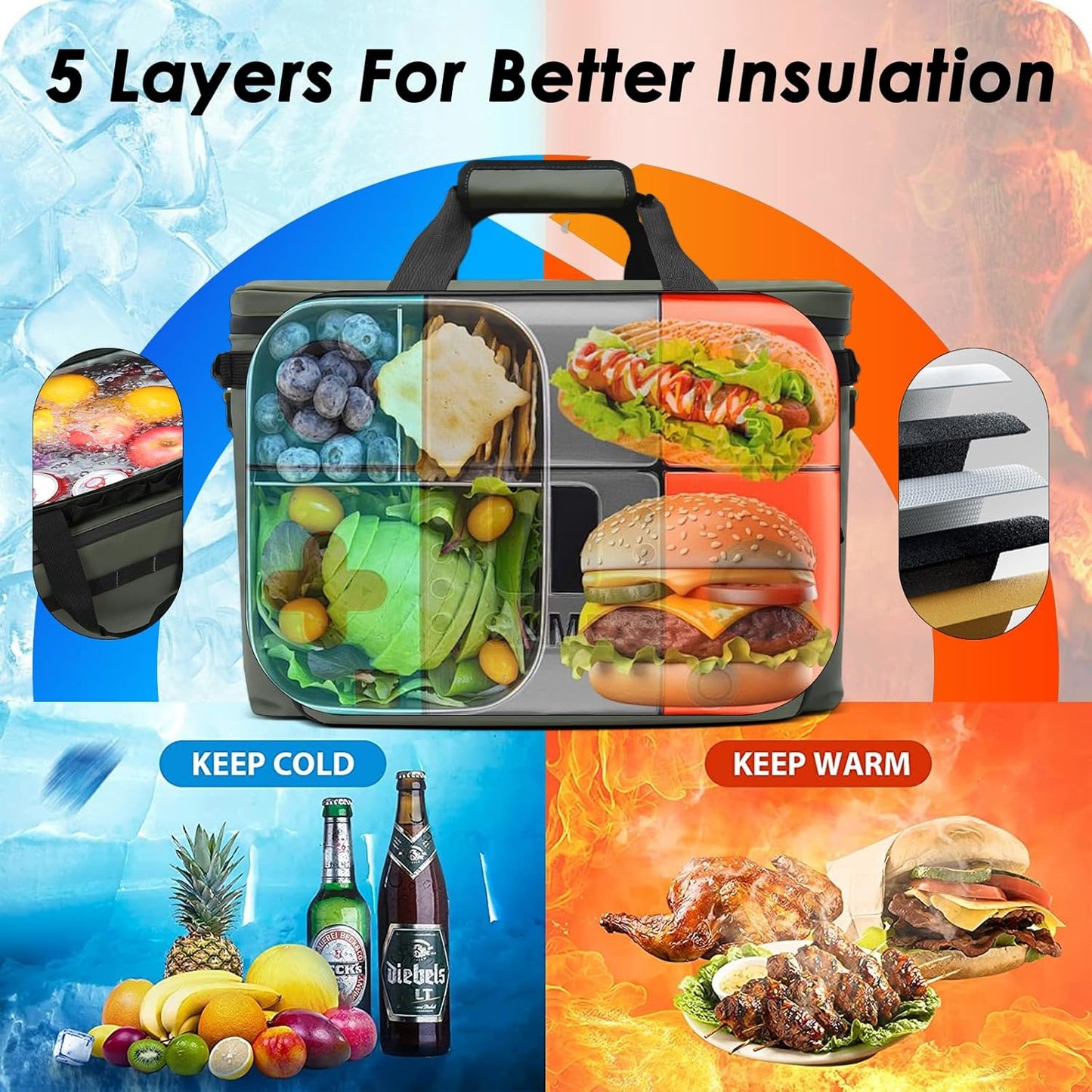 36-Can Soft Cooler Bag – Portable, Leakproof in Green
