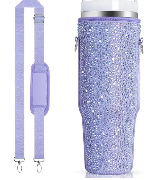 40 Oz Shiny Water Bottle Sets Handbag Adjustable Strap Pearlescent