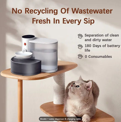 Automatic Pet Water Feeder with 3L Tank and Spill-Proof Design, USB Rechargeable Battery