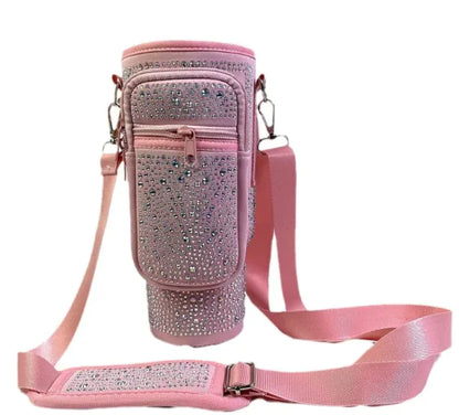 40 Oz Shiny Water Bottle Sets Handbag Adjustable Strap Pearlescent