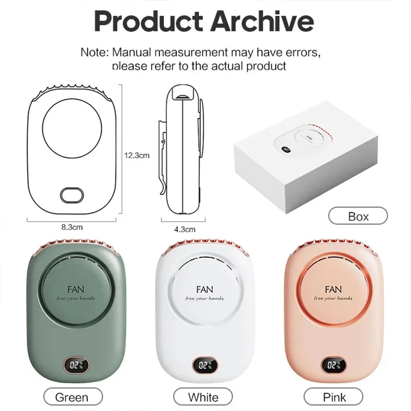 Portable USB Rechargeable Neck Fan – Hands-Free Cooling