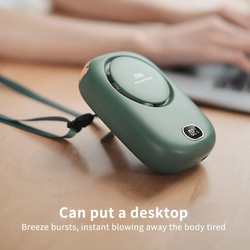 Portable USB Rechargeable Neck Fan – Hands-Free Cooling